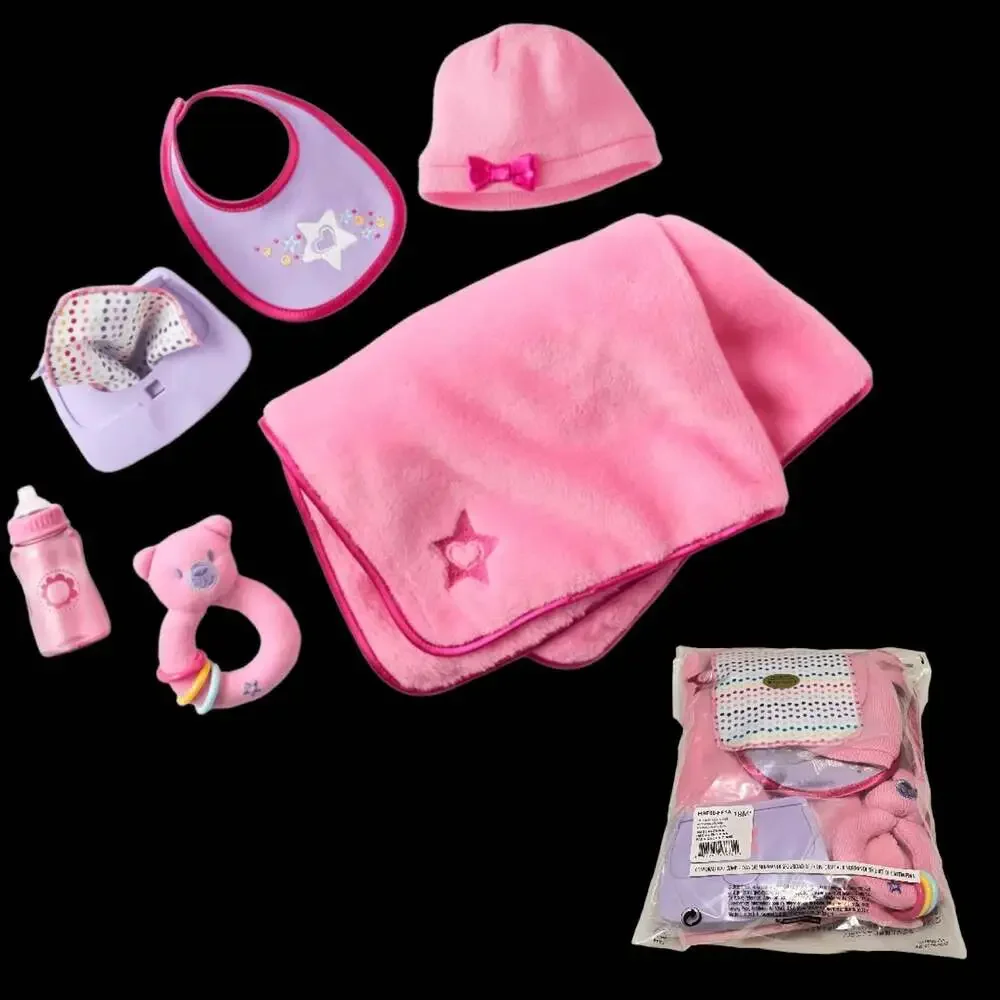 American Girl Bitty Baby Starter Accessories Blanket Bottle Rattle Hat Wipes Bib